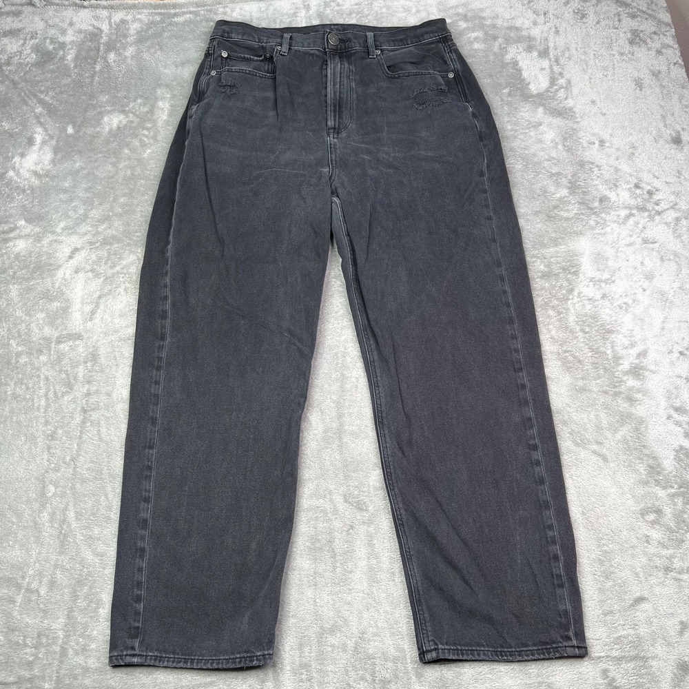 American Eagle Jeans Womens 14 Black Highest Rise 90's Boyfriend Ripped Distress